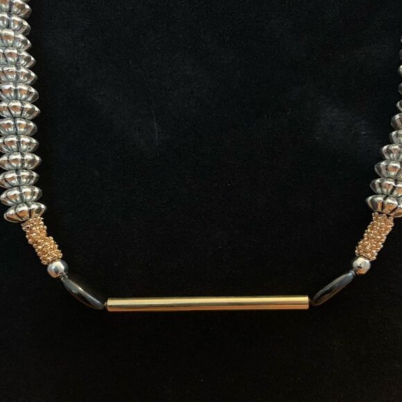 Long beaded necklace silver gold - Picture 4 of 6